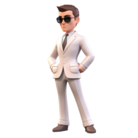 AI generative 3D rich man, business man cartoon character png