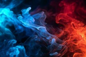 Intense red and blue fire illuminates the black background. AI Generated photo