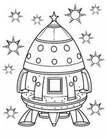 Coloring page activity for kids. Coloring UFO page. Educational worksheet for preschool. photo