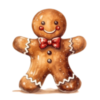 Gingerbread Man Cookie Christmas Watercolor Clipart AI Generated png