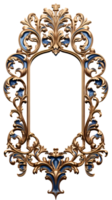 goud blauw overladen kader waterverf clip art ai gegenereerd png