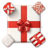 red and white gift box decoration with view above. generative ai png