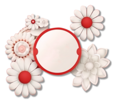 decorative circle frame with red and white floral decoration. generative ai png