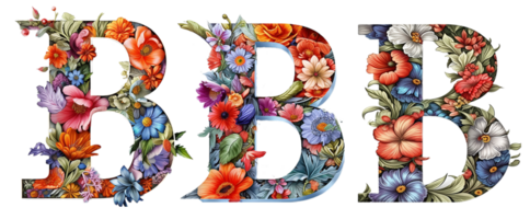 a collection of letter b elements decorated with colorful floral motifs. generative ai png