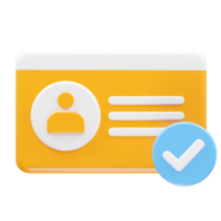 Id card icon 3d rendering element png