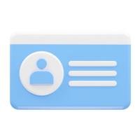 Id card icon 3d rendering element png