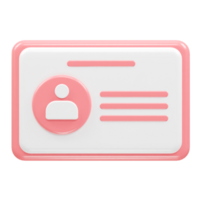 Id card icon 3d rendering element png