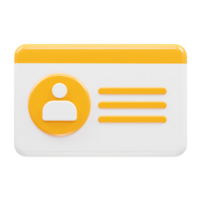 Id card icon 3d rendering element png