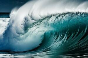 Huge wave sea storm. Generate Ai photo