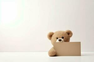Cute bear blank card happy. Generate Ai photo
