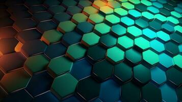 Abstract Hexagon Grid with Bright Futuristic Colors AI Generated photo