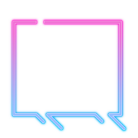Neon glowing square abstract frame. Square border in pink and blue neon colors. png