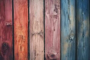 Old grungy colorful wood background AI Generated photo