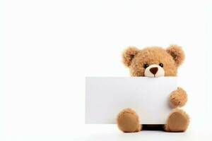 Cute bear blank card. Generate Ai photo