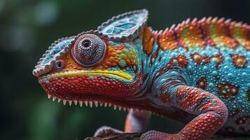 Colorful chameleon up close AI Generated photo