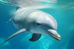 Dolphin free sea swim. Generate Ai photo