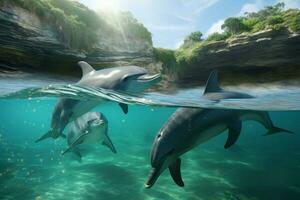 Dolphin free swim. Generate Ai photo