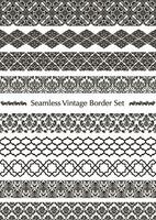 Vector Damask Vintage Seamless Border Set. Horizontally And Vertically Repeatable.