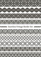 Vector Damask Vintage Seamless Border Set. Horizontally And Vertically Repeatable.