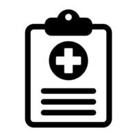 Medical history icon, medical report symbol. Health care clipboard icon. Medical card icon. vector