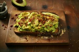 Avocado toast board breakfast. Generate ai photo