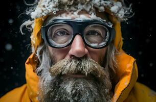 Mountain frozen man. Generate Ai photo