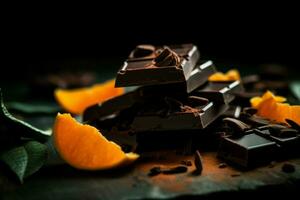Orange chocolate flavor dessert. Generate AI photo