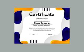 a certificate template with a green and yellow wavy design vector