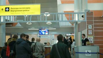 Queue at domestic flights gates at Sheremetyevo Airport, Moscow video