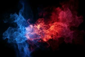 Red and blue fire on balck background AI Generated photo