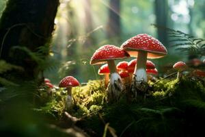 amanita muscaria seta. generar ai foto