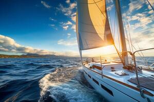 Luxury yacht sailing trip. Generate AI photo