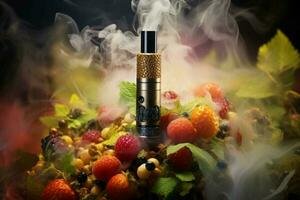 E cigarette for vaping fruits liquid. Generate Ai photo