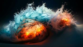 An impressive 3D rendering that features a dynamic wave like ocean background. Wave and and big data concept. photo