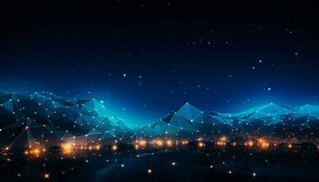 A highly-detailed Plexus of abstract with dark blue geometrical lines with triangles and dots. Big data concept. photo