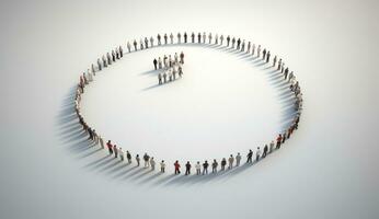 A crowd in the shape of an empty circle photo