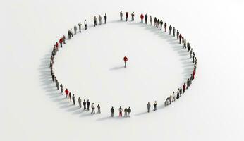 A crowd in the shape of an empty circle photo