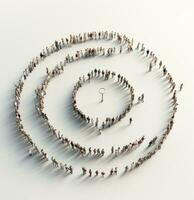 A crowd in the shape of an empty circle photo