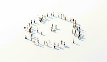 A crowd in the shape of an empty circle photo