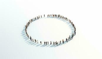 A crowd in the shape of an empty circle photo