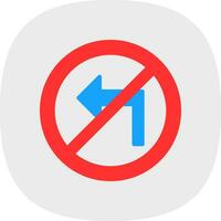 No Turn Left Vector Icon Design