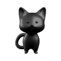negro gato 3d representación icono ilustración png