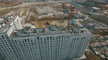 An aerial view of a building construction on a bright day video