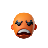 angry face 3d rendering icon illustration png