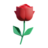 red rose 3d rendering icon illustration png