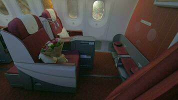 First class - jet airplane interior view video