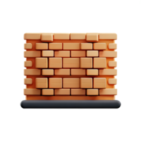 brick wall 3d rendering icon illustration png