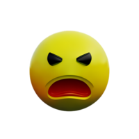 enojado cara 3d representación icono ilustración png