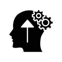 Cognitivity icon, improvement cognitive ability, human brain mental strength, Brainstorming   analytical mindset solving. solid style pictogram. vector illustration. design on white background. EPS 10