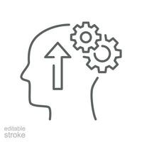 Cognitivity icon, improvement cognitive ability, human brain mental strength, Brainstorming   analytical mindset solving. editable stroke. vector illustration. design on white background. EPS 10